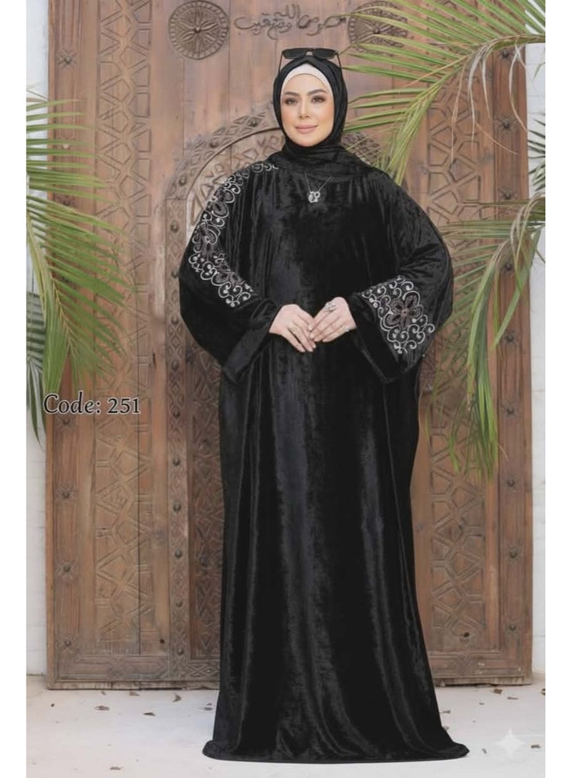Women's prayer abaya with headscarf – Gulf style with a gorgeous pattern – very chic – black - Image 3